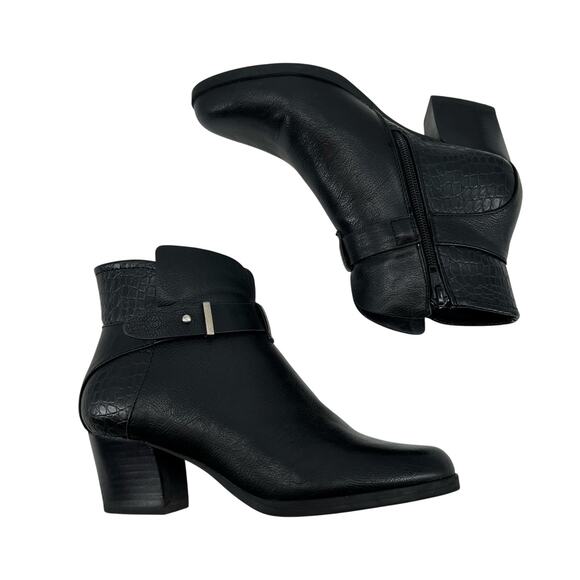 Baretraps Lane Block Heel Bootie black crocodile side zip basic boot size 6.5 - Picture 7 of 9